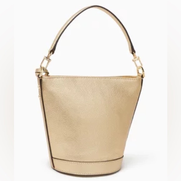 Michael Kors Townsend Small Bucket Crossbody Bag Light Gold Metallic NWT - Picture 5 of 7